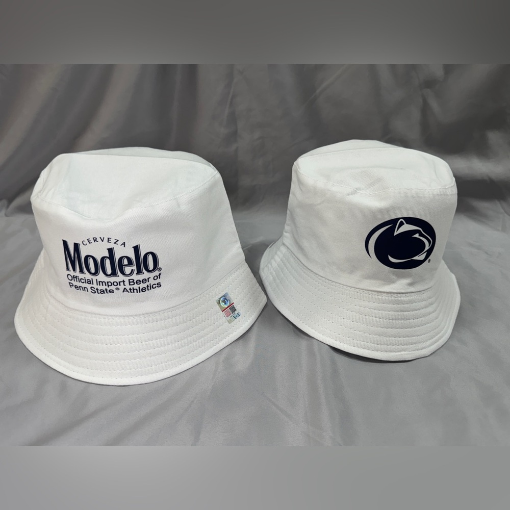 NEW Set Of 2 Modelo Cerveza Penn State Nittany Lions White Bucket Hat RARE